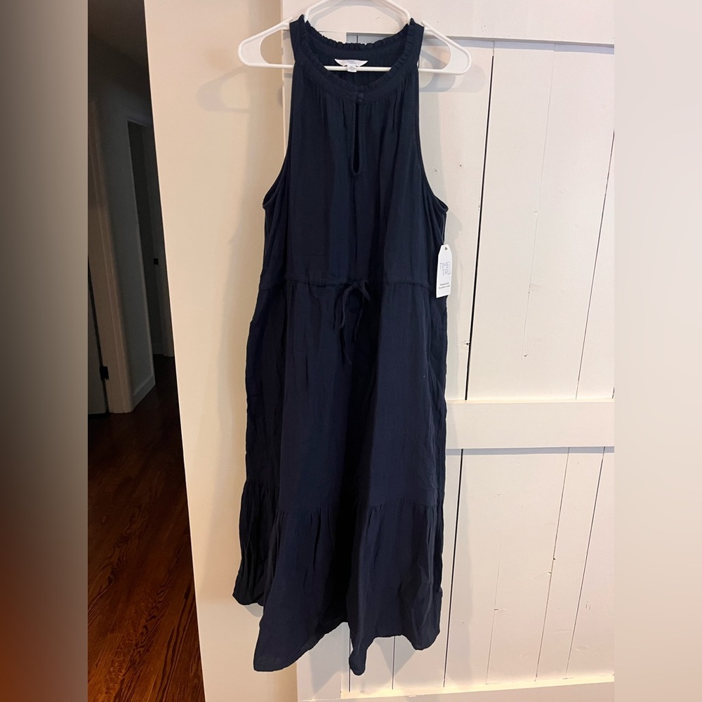 Navy Gauze Maxi Dress